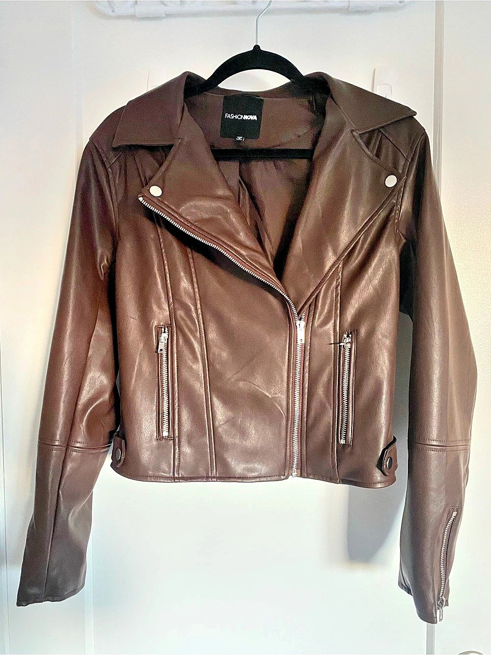 Brown Moto Jacket Size Medium - Like New